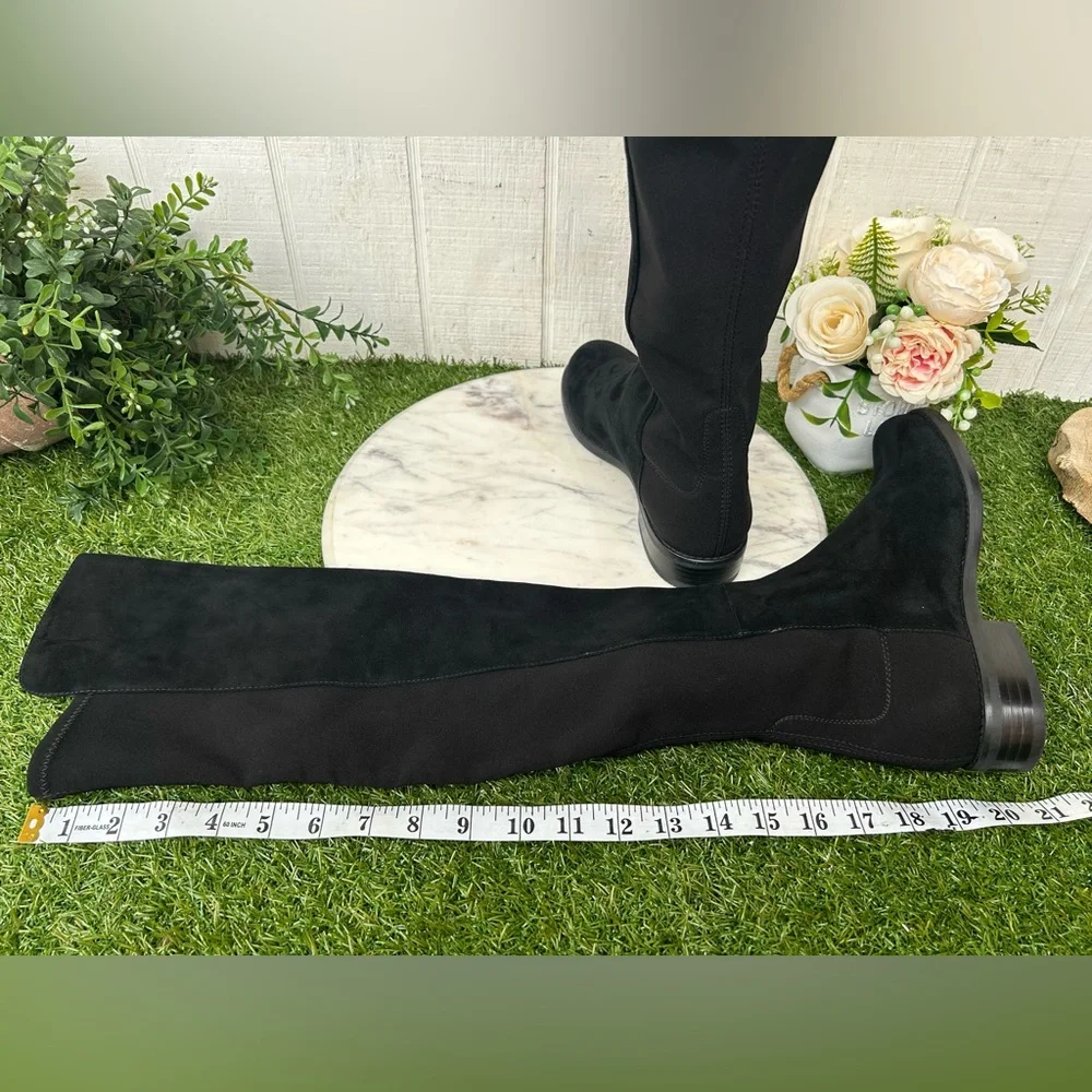 Stuart Weitzman 5050 Gisele 30MM black Suede Boots $850 Sz 7 NEW only dust bag